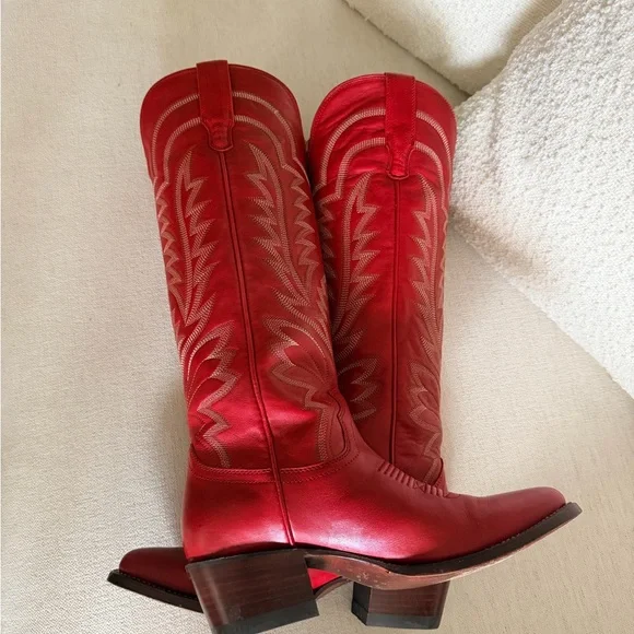Tecovas Red Leather Heeled Boots - Picture 4 of 7